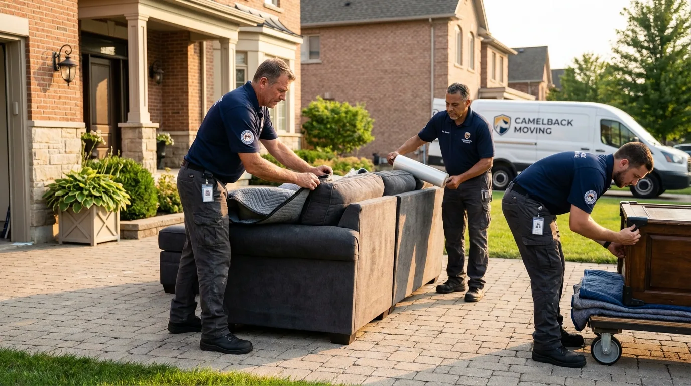 Large estate moving crew wrapping furniture in Lincoln, MO